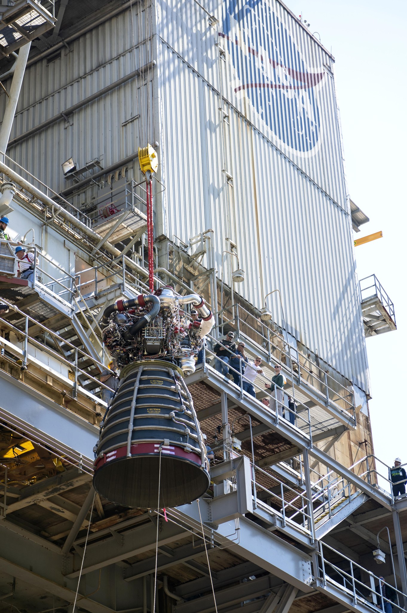 RS-25 engine installation at Stennis Space Center