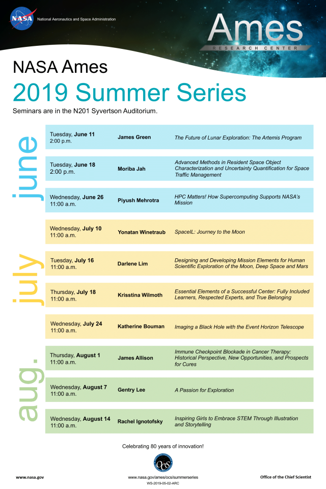NASA Ames 2019 Summer Series Poster