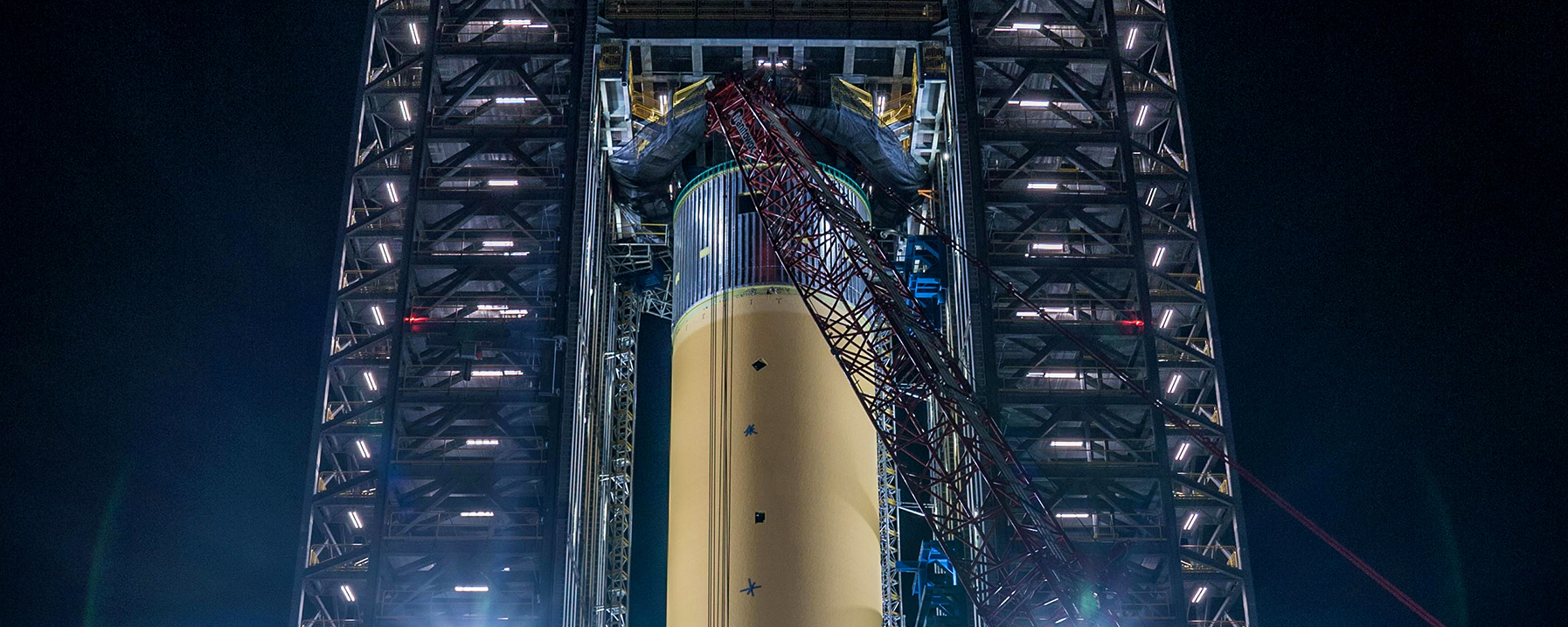 Rocket fuel tank in test stand