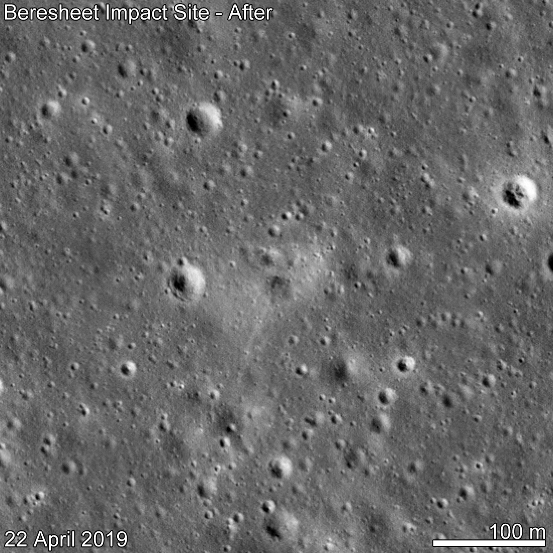 Animation of site on lunar surface showing impact