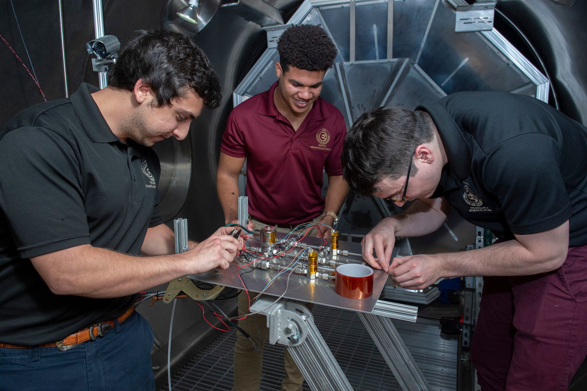 Students from Florida State University in Tallahassee work on a senior project related to NASA's Psyche mission.