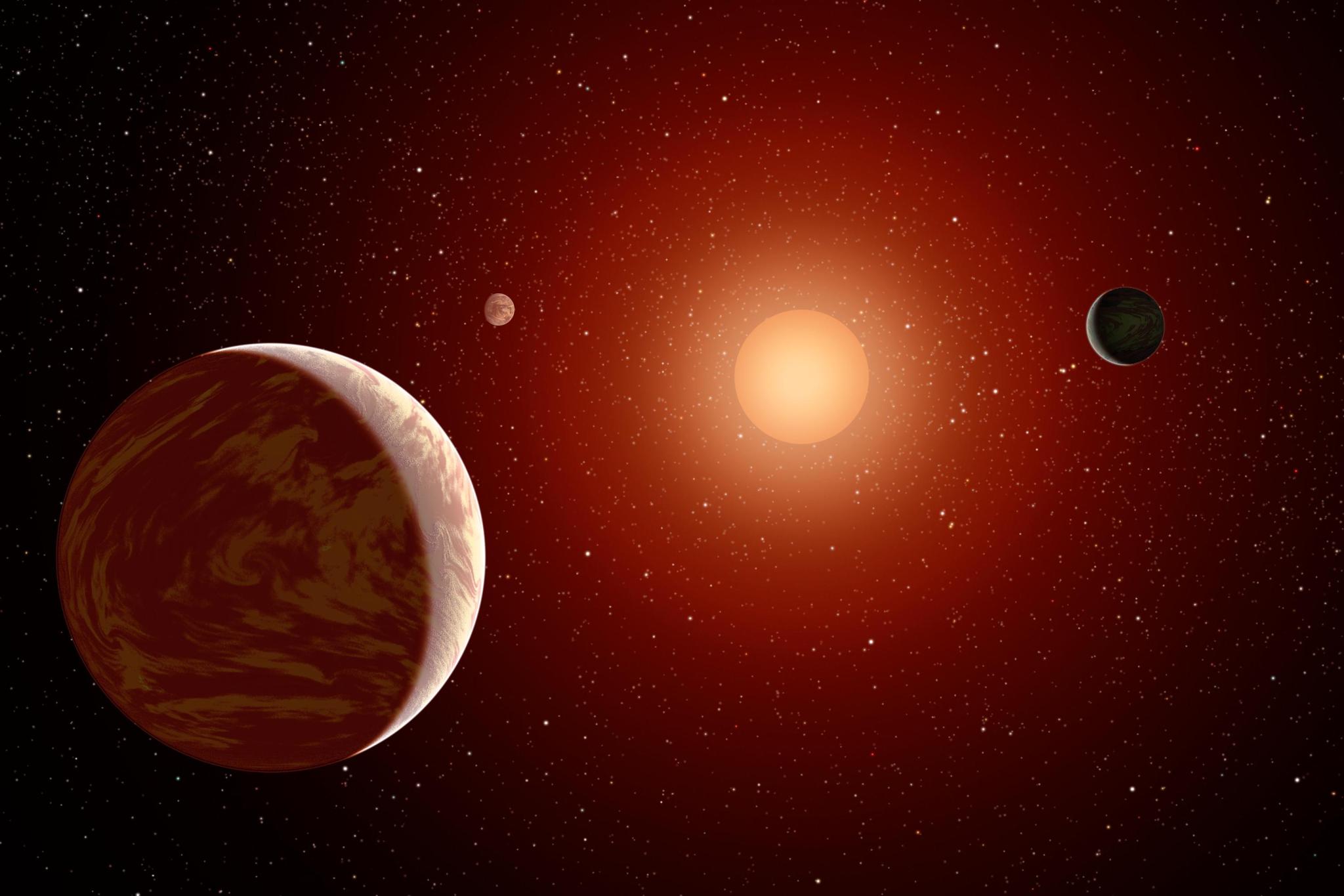 Artist's concept of an M star with planets