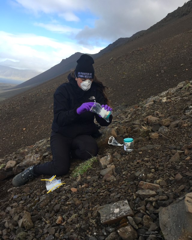 Marybeth collecting samples