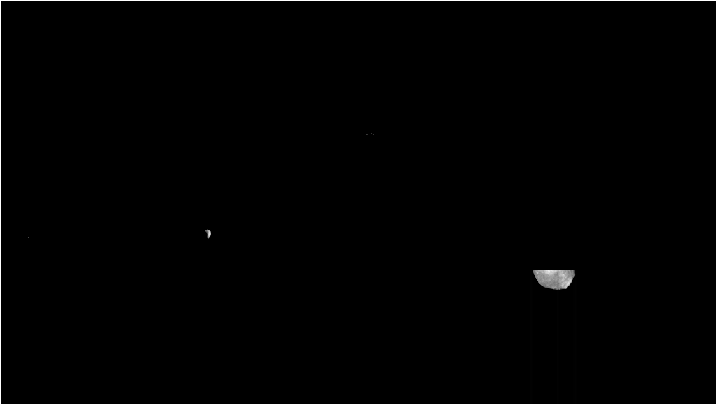 This movie shows three views of the Martian moon Phobos 