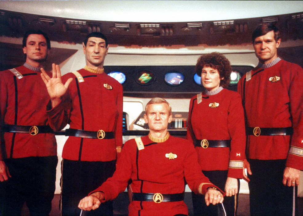 sts crew dressed in starfleet uniforms