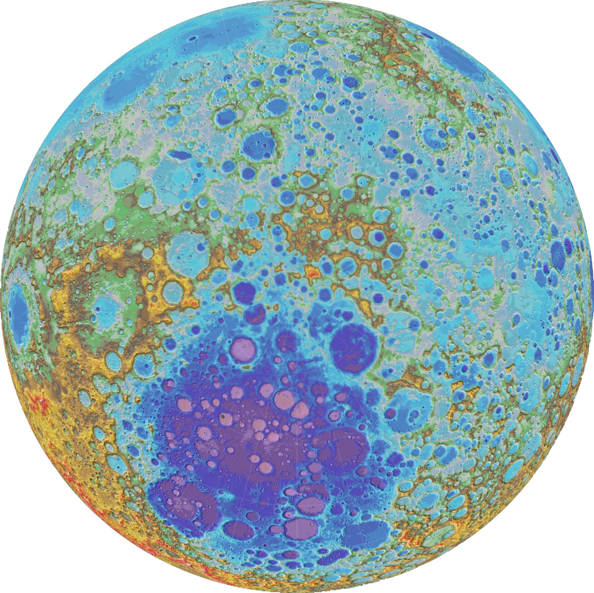 Among NASA’s Lunar Reconnaissance Orbiter images now at the Huntsville Museum of Art is this view of the Moon’s south pole.