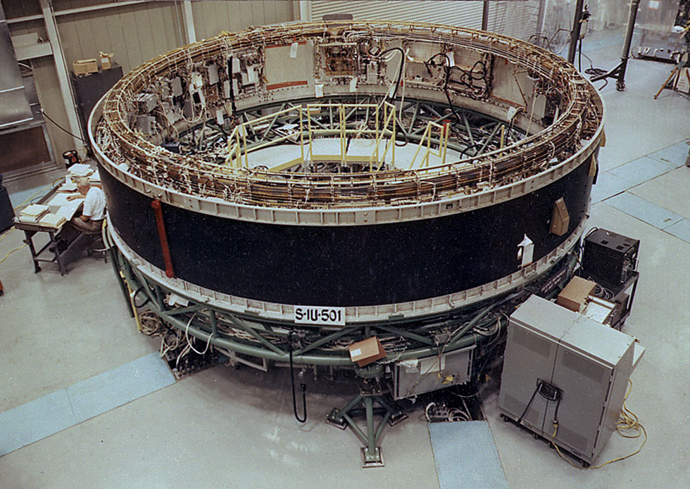This week in 1965, NASA’s Marshall Center completed structural assembly of the Saturn V vibration test article, S-IU-500V.