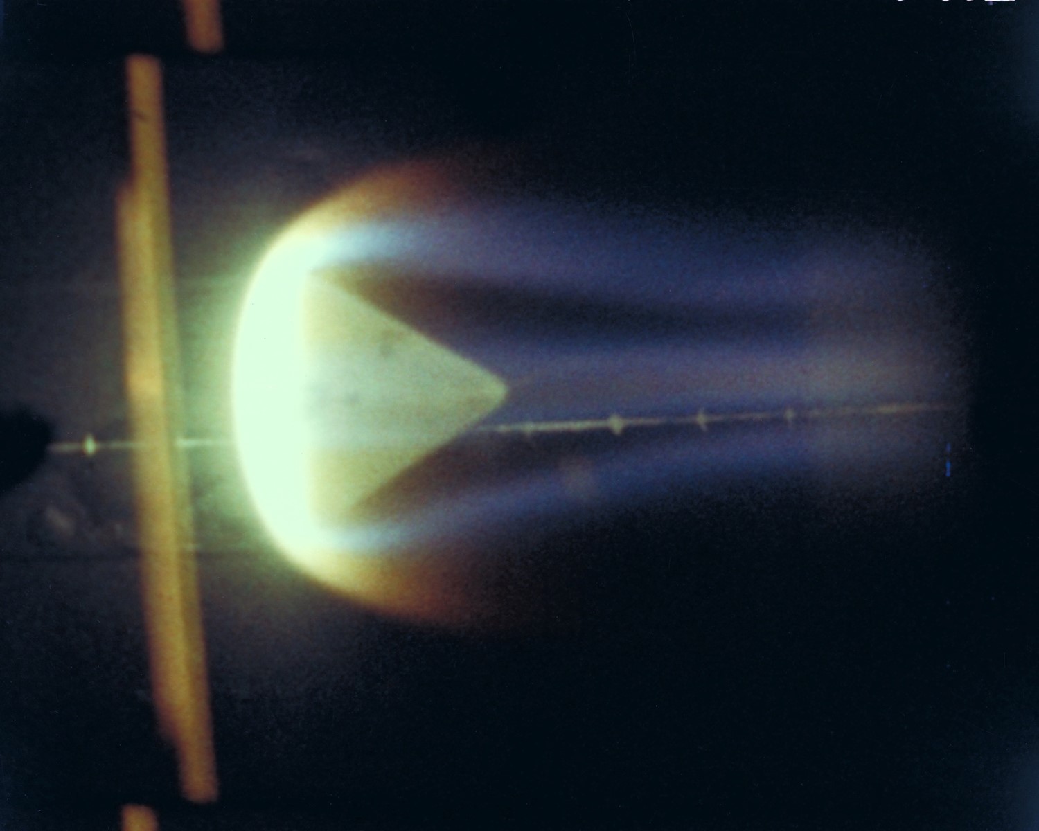 An Apollo heatshield being tested, the tip heated up.