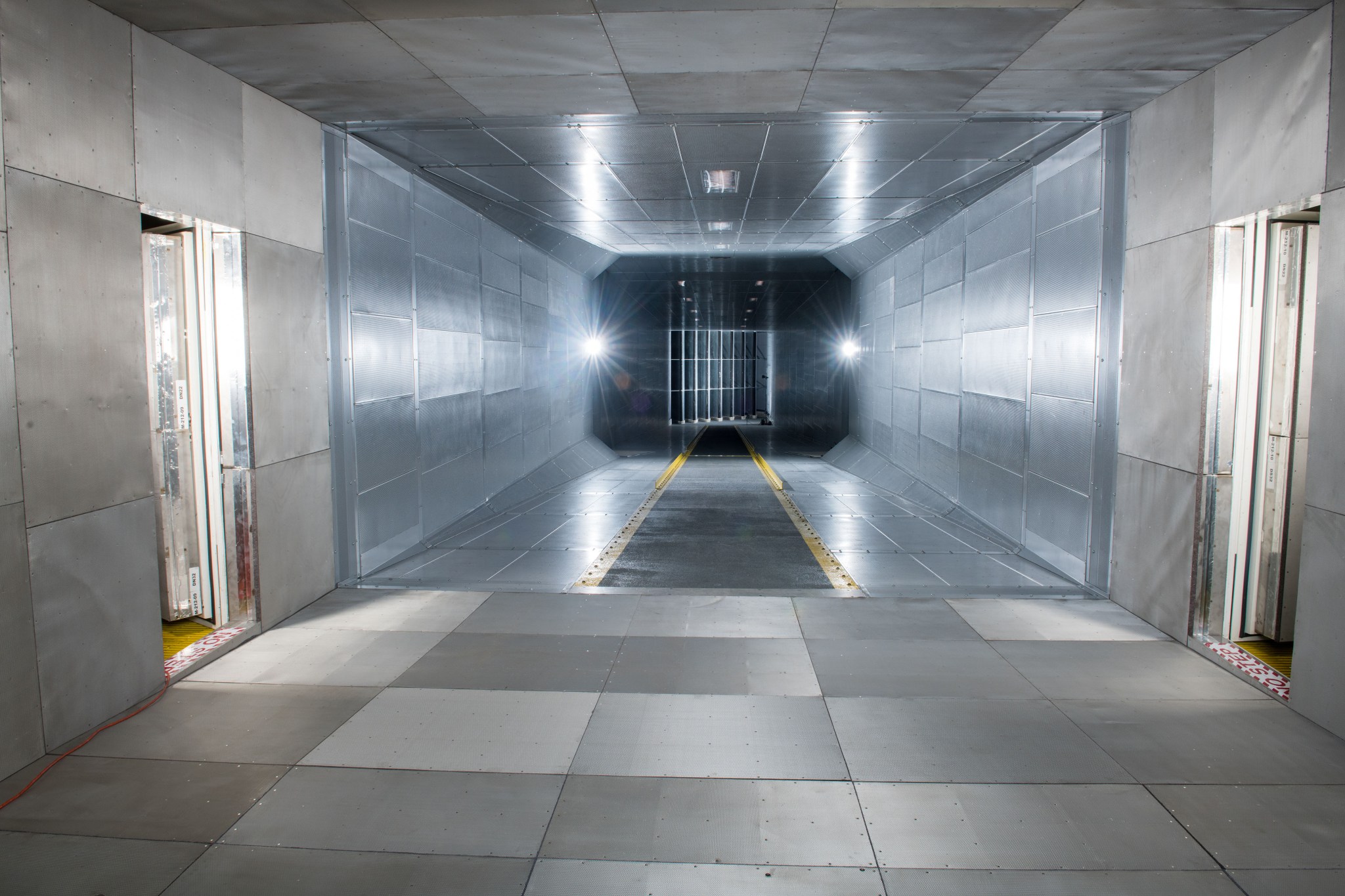 A view down the test section of the newly renovated 9 x 15 wind tunnel.