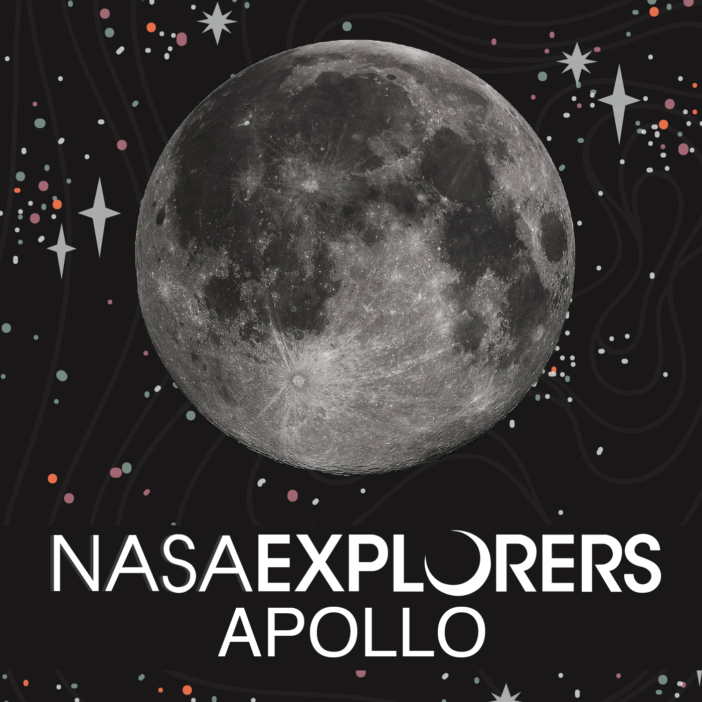 Image of Moon with NASA Explorers: Apollo text