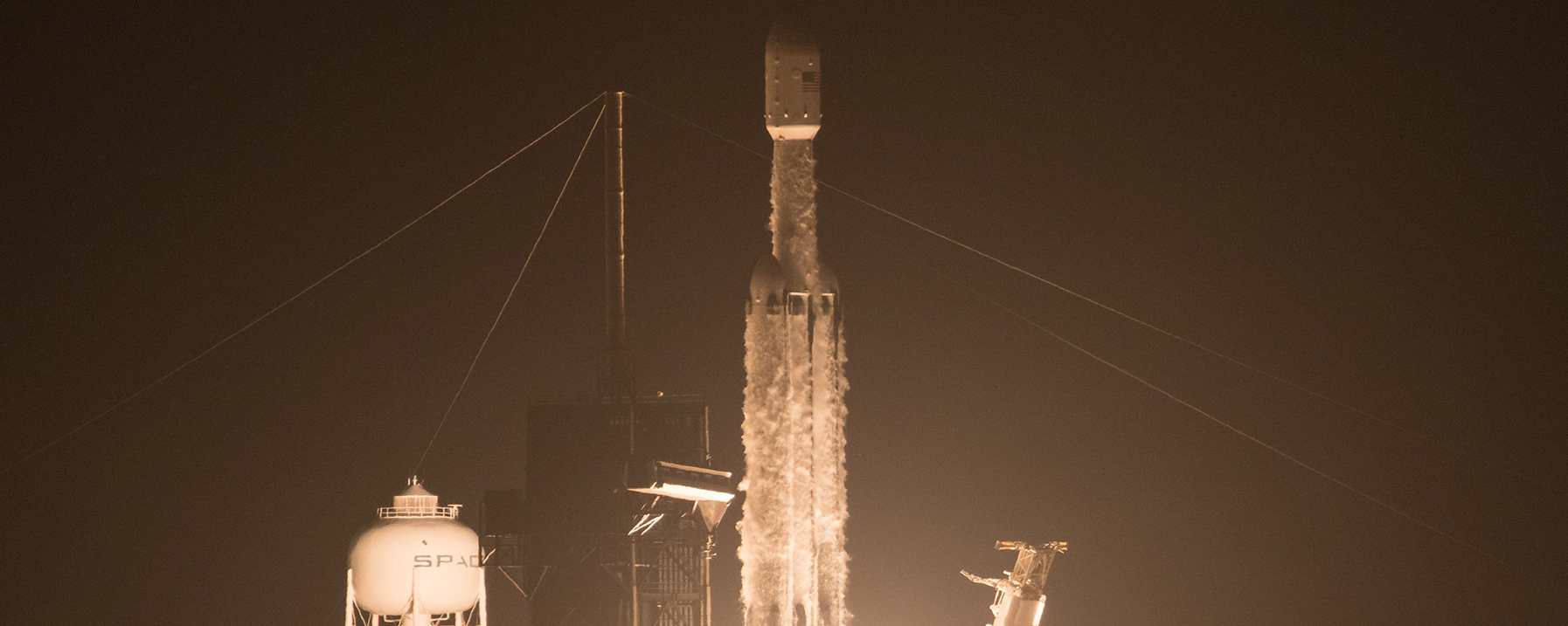 Rocket launching at night