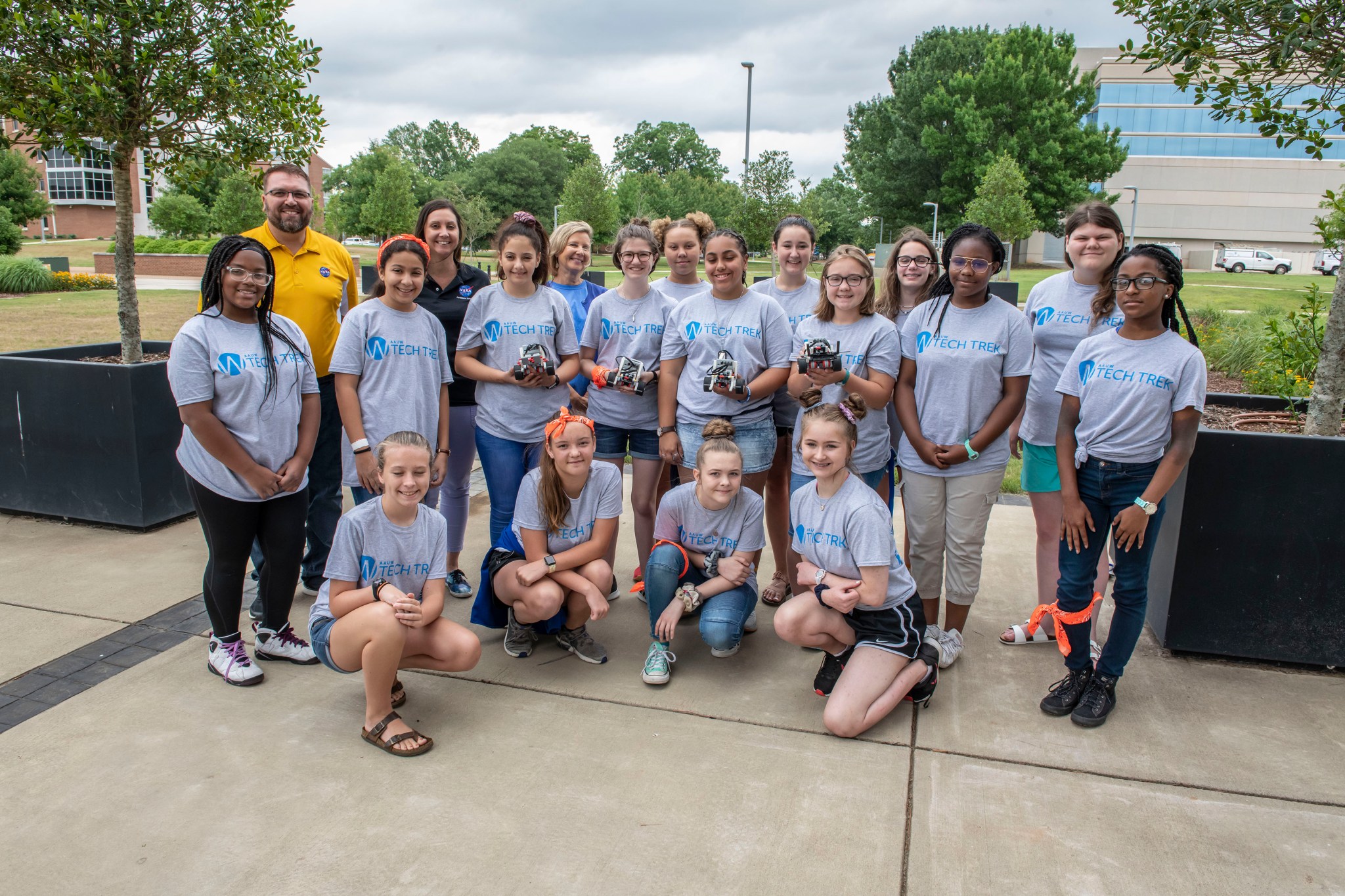 Eighth-grade girls from across Alabama tour the University of Alabama in Huntsville campus during Tech Trek 2019.