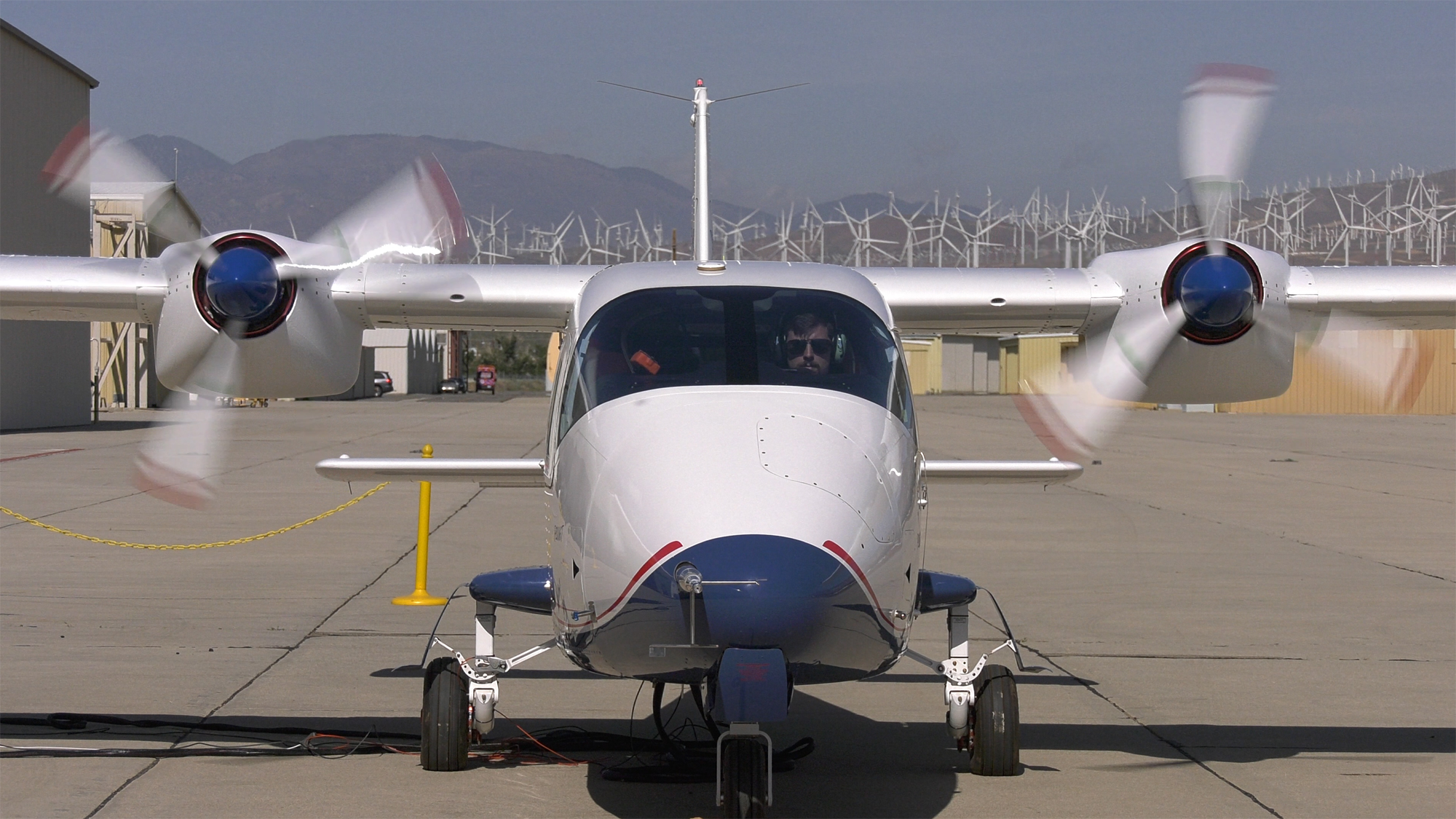 The electric motors for X-57?s Mod II vehicle and their propellers were powered up and spun together for the first time.