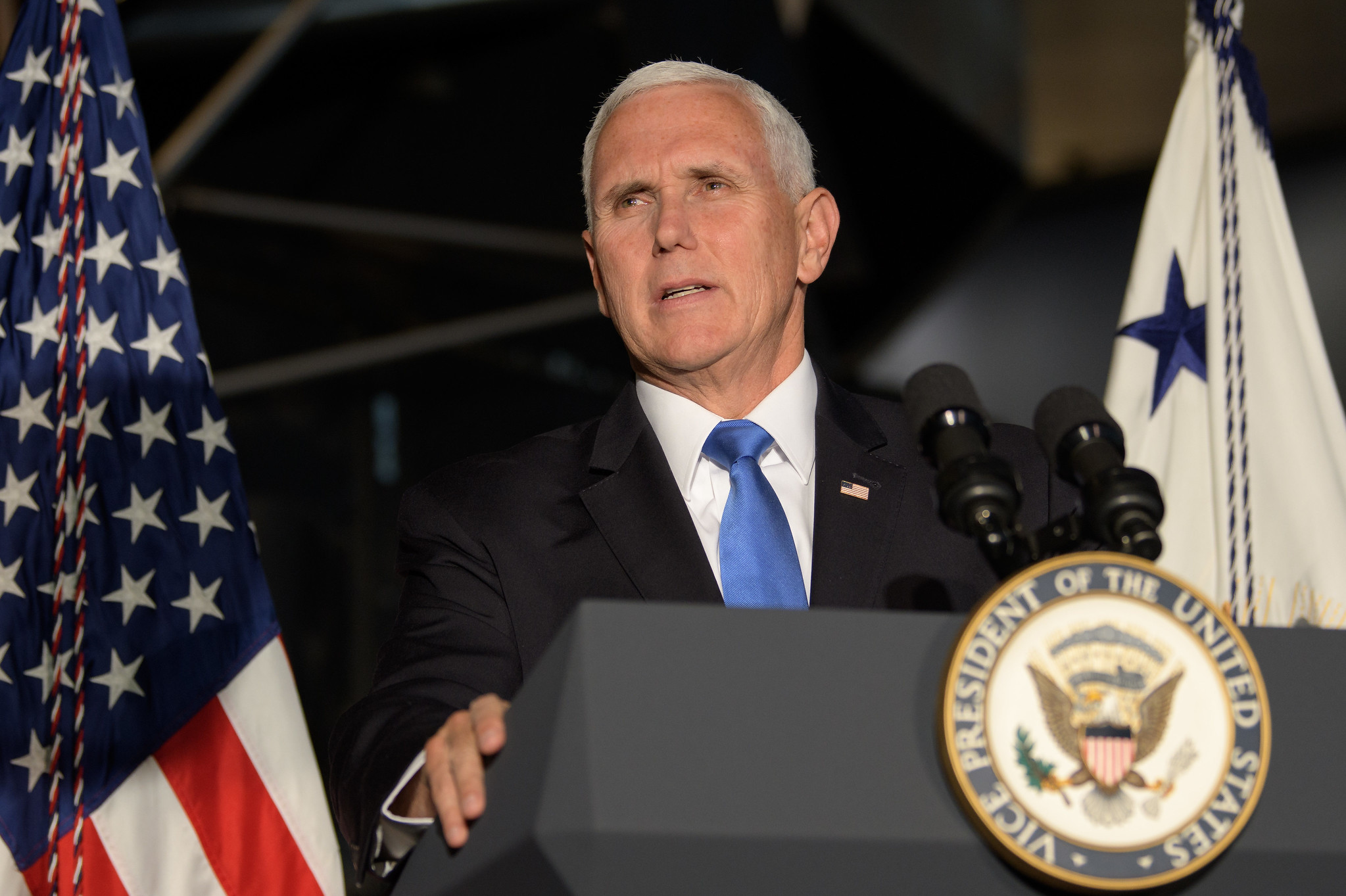 Vice President Mike Pence gives remarks at the premiere of the film Apollo 11: First Steps Edition