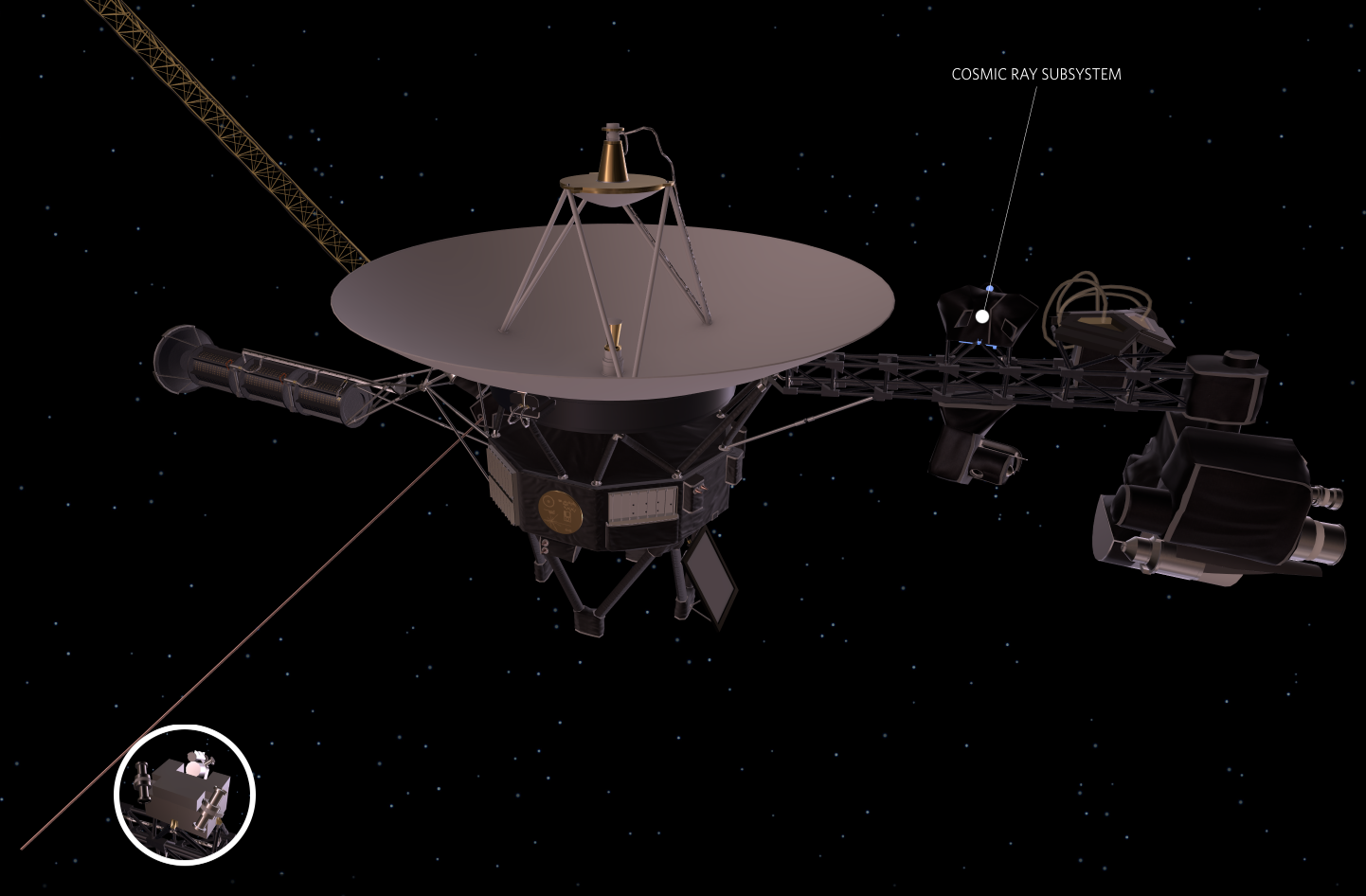 This artist's concept depicts one of NASA's Voyager spacecraft