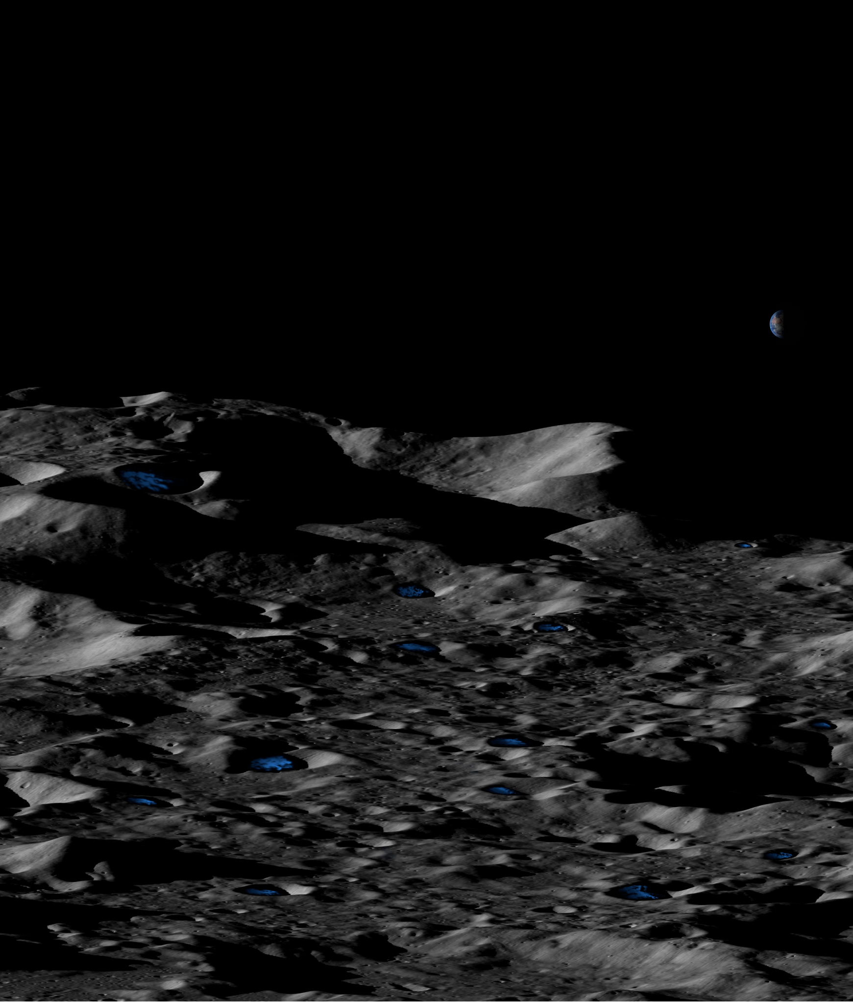 Conceptual image of ice deposits on the Moon