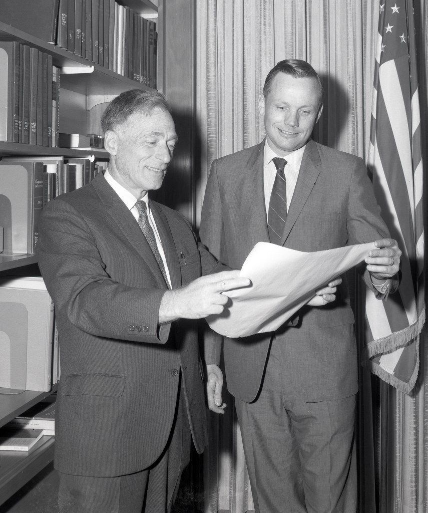 Lewis’ Irving Pinkel (left) and Neil Armstrong