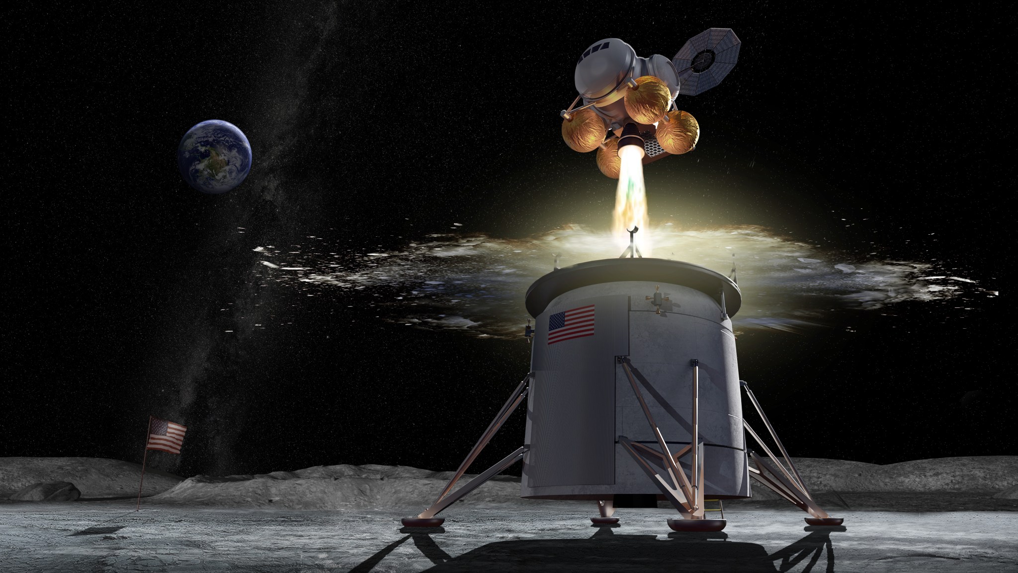 Concept image of ascent vehicle leaving the Moon
