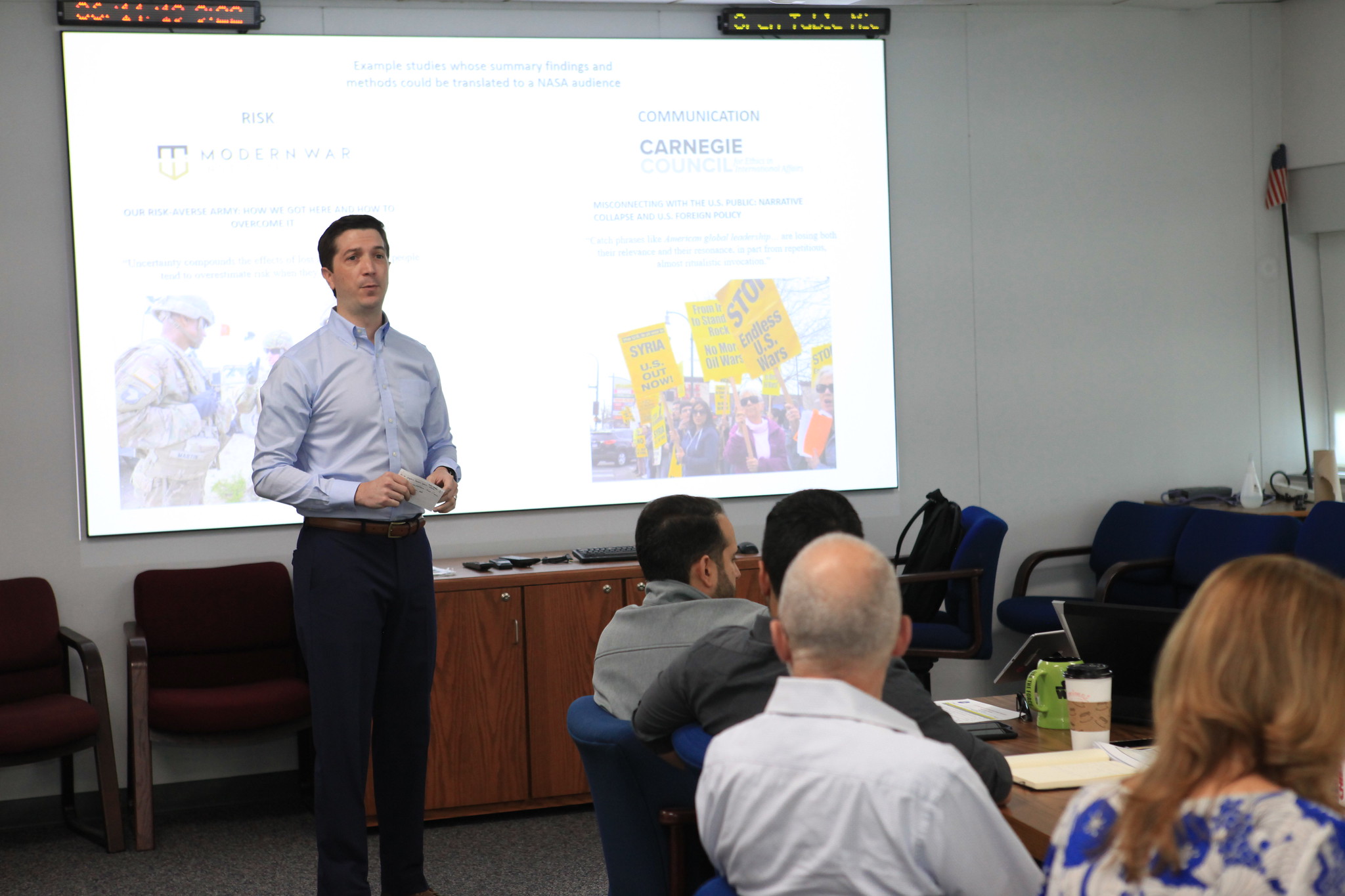 Pathways intern Douglas Jackson presents his proposal to a panel of judges during the 2019 “Innovation Without Boundaries” event