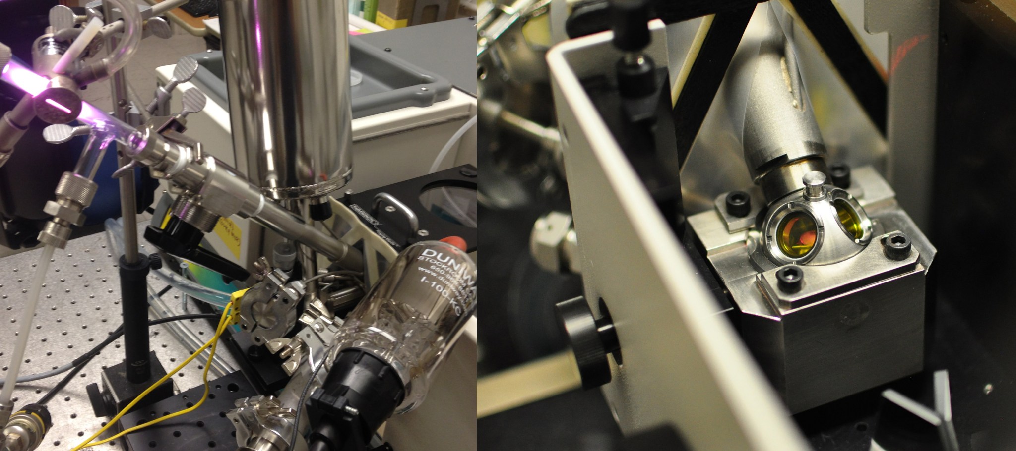 The DRIFTS (Diffuse Reflectance Infrared Fourier Transform Spectroscopy) setup with the H2 microwave discharge lamp connected.  