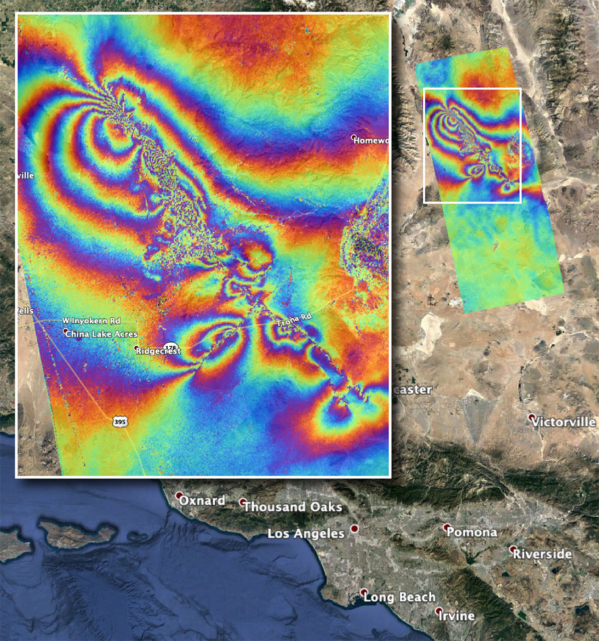 Co-seismic Interferometric Synthetic Aperture Radar (InSAR) map