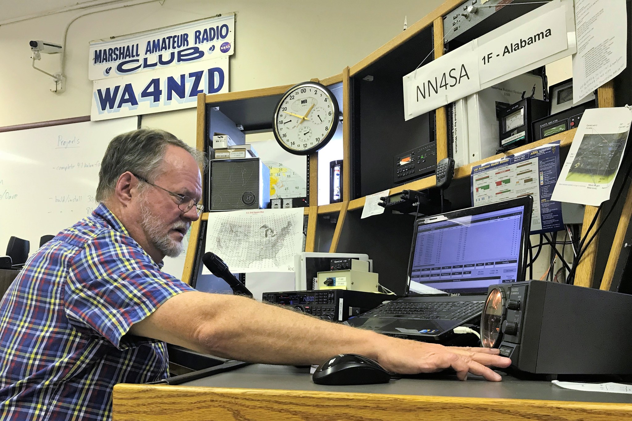 Rob Suggs, president of the Marshall Space Flight Center Amateur Radio Club, makes a contact July 19. 