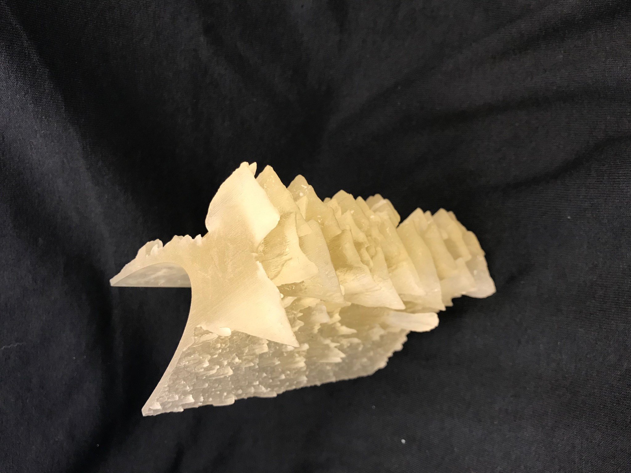 Complex ice shapes produced by a 3D printer.
