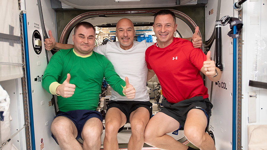 Expedition 60 crewmembers Alexey Ovchinin, Luca Parmitano and Andrew Morgan