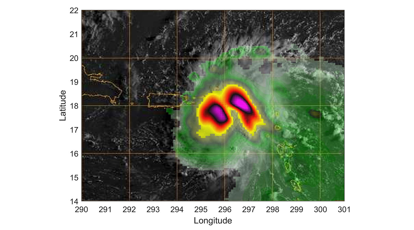 Hurricane Dorian off the coast of Puerto Rico, as seen by the small satellite TEMPEST-D on Aug. 28, 2019