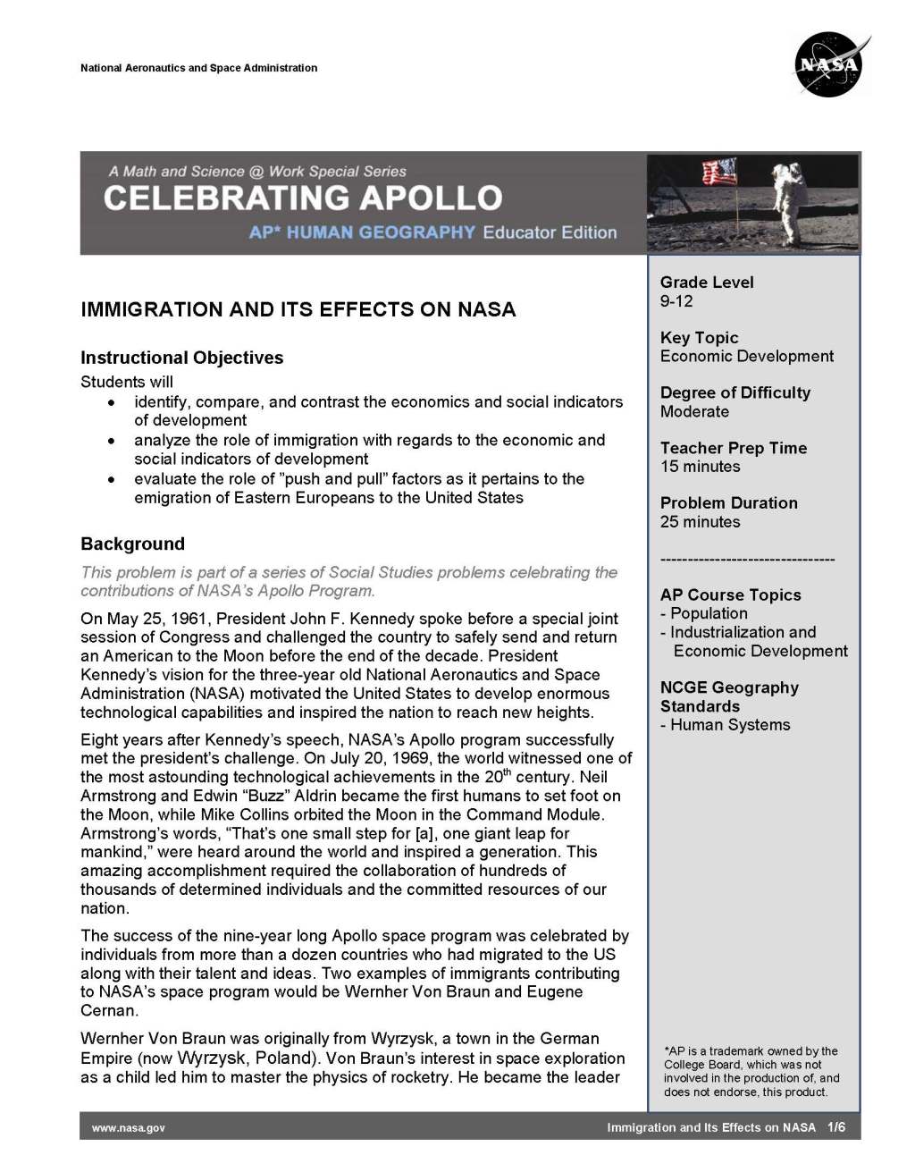 Page from “Immigration and Its Effects on NASA”