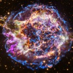 Cassiopeia A in X-ray and optical light.