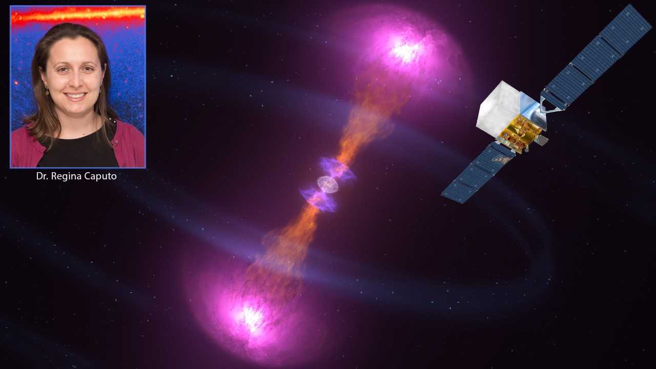 illustration of cosmic explosion with satellite and headshot