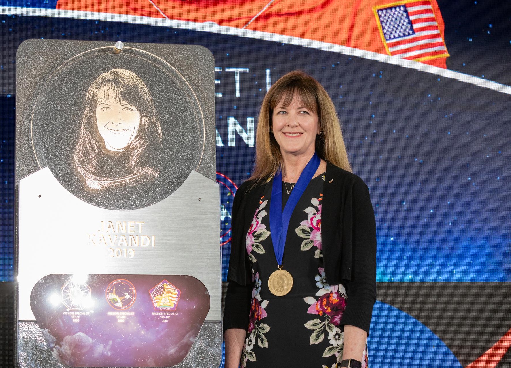 Janet Kavandi is inducted April 6 into the U.S. Astronaut Hall of Fame during a ceremony.