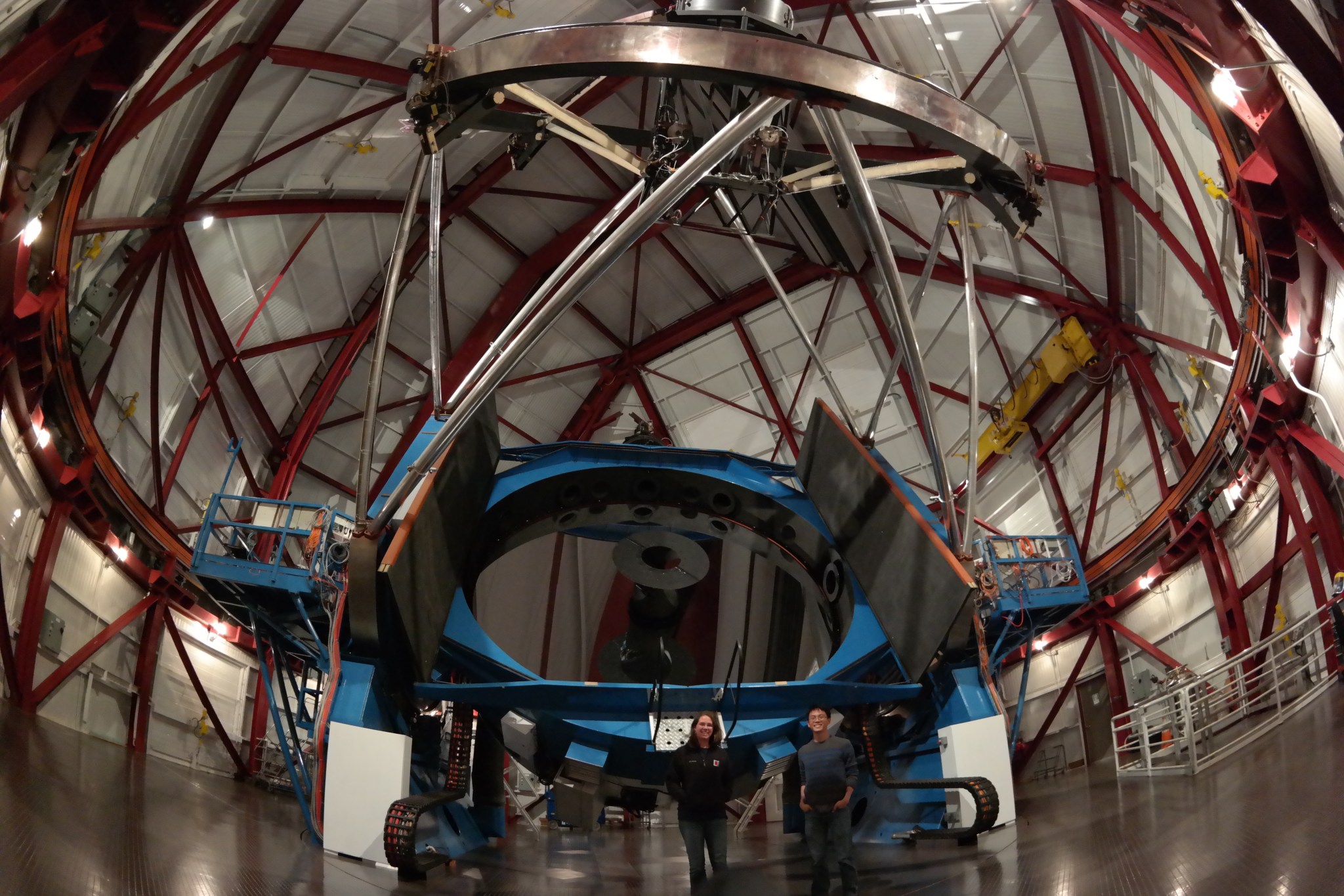Johanna Teske and Alex Ji at the Magellan II telescope in Chile