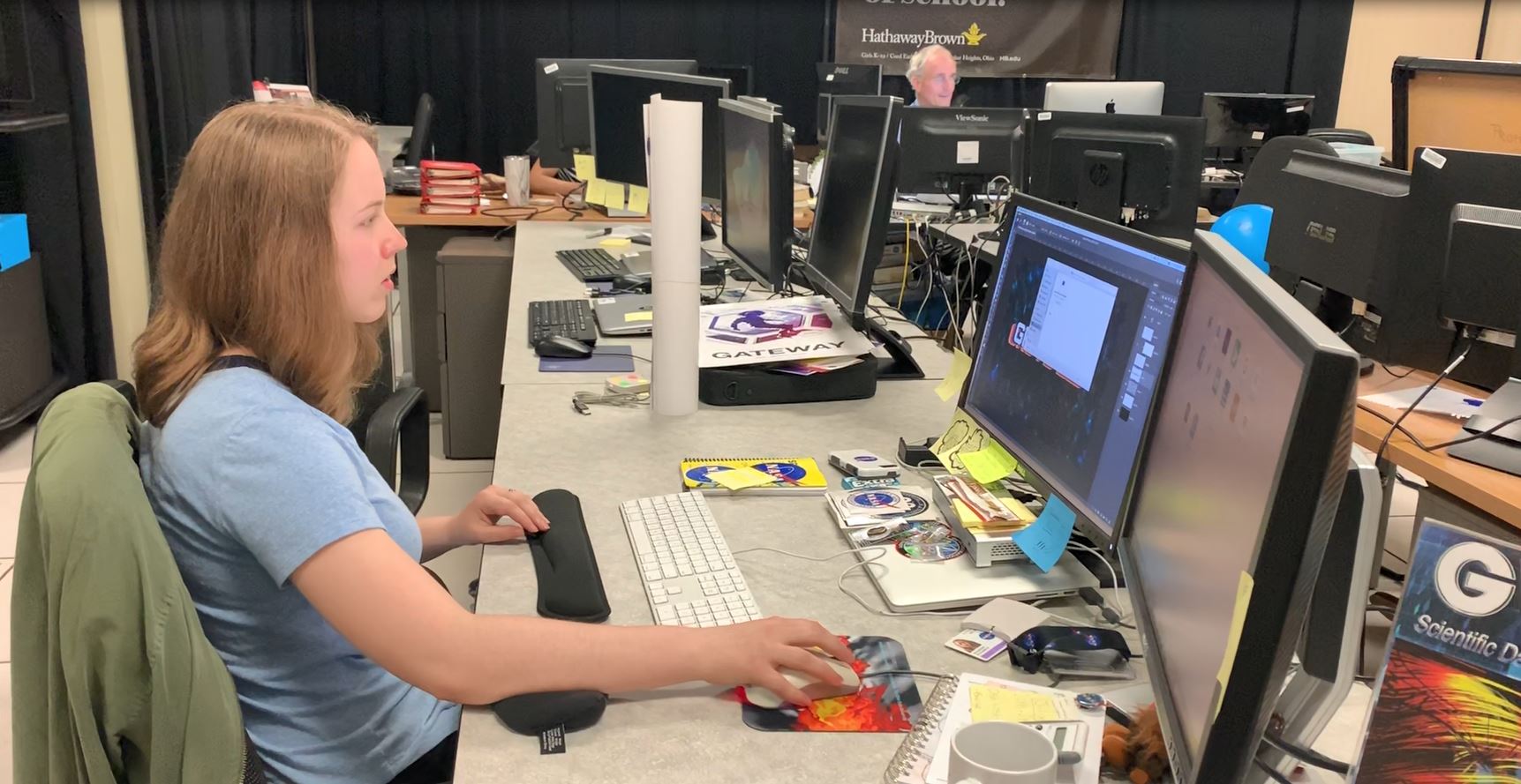 Nora Peterson working in NASA Glenn’s GVIS Laboratory. 
