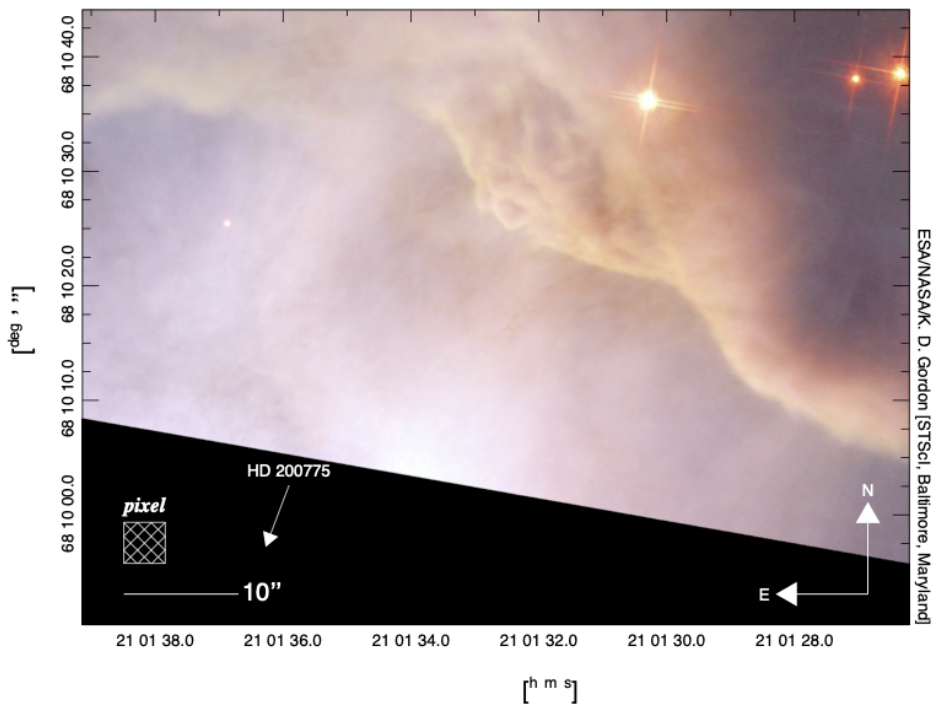 Figure 5: Hubble Space Telescope image of part of the Iris nebula that was observed with Spitzer.