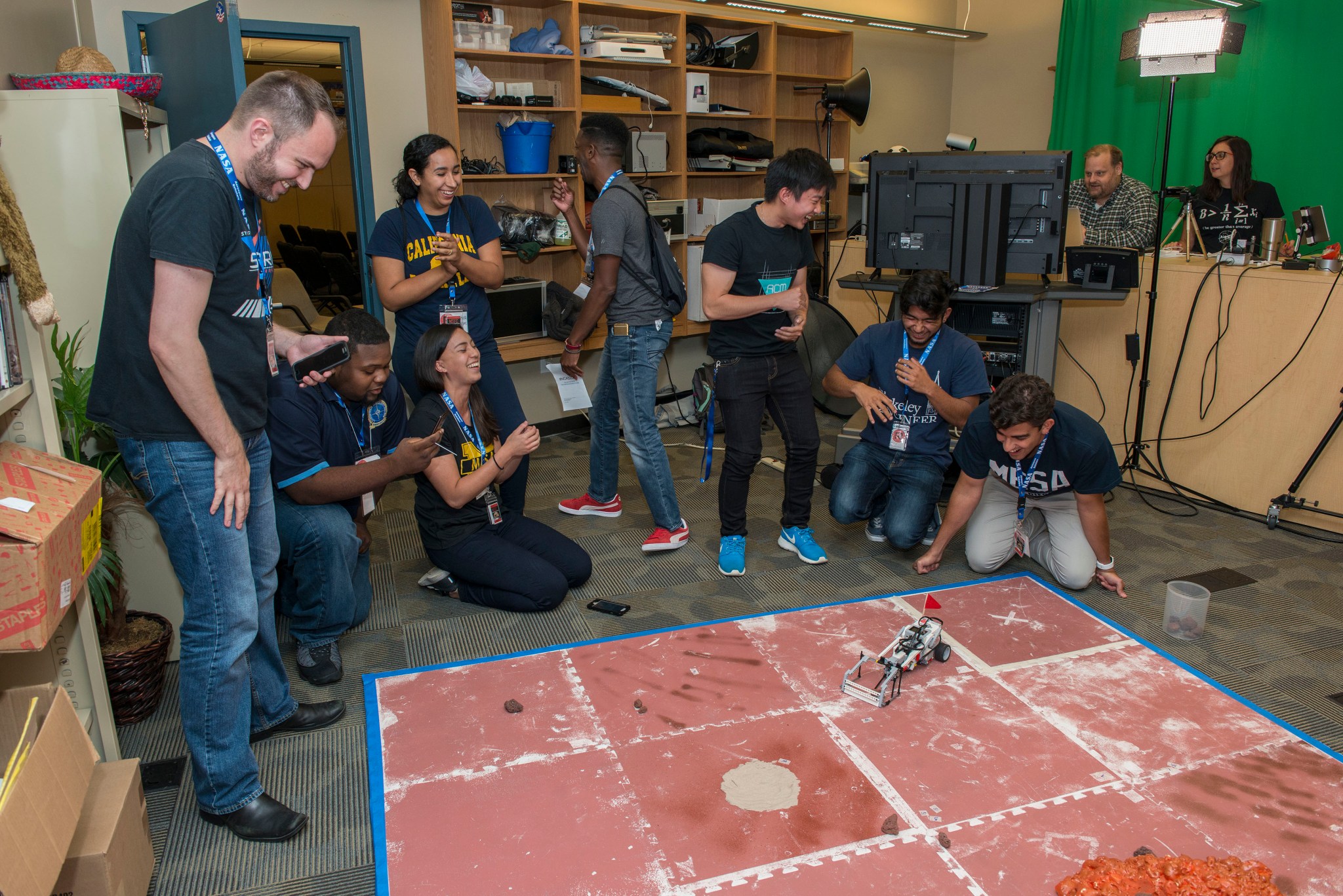 Community college students test their rover design at during the 2017 NASA Community College Aerospace Scholars workshop. 