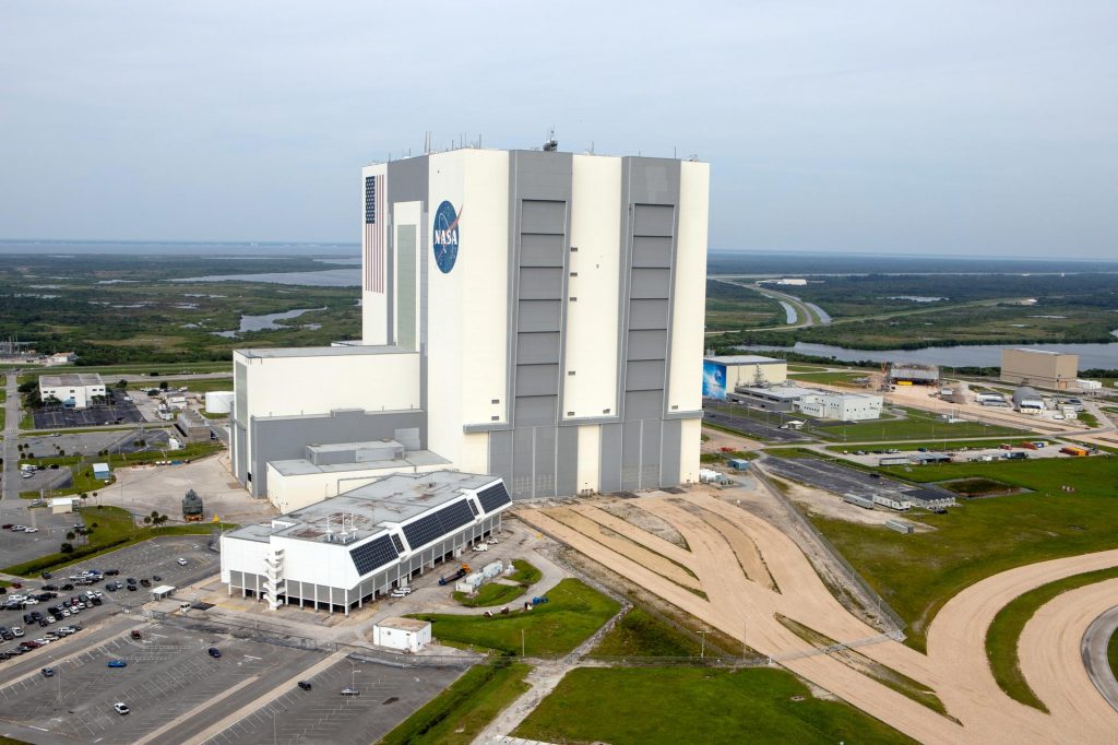 An aerial survey of NASA's Kennedy Space Center in Florida was conducted after Hurricane Dorian skirted the Space Coast area.
