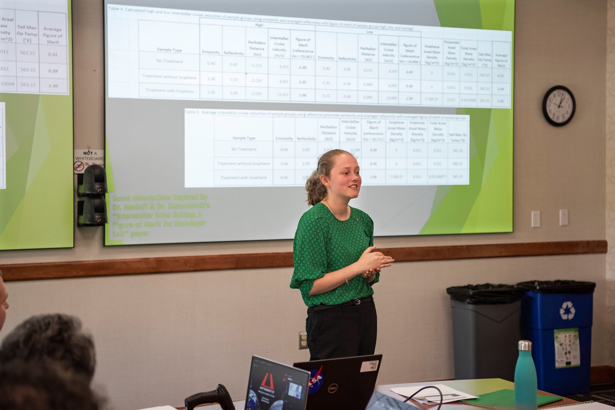 , Morgan Barkhurst, a high school junior from Florida, presented her research into solar sails. 