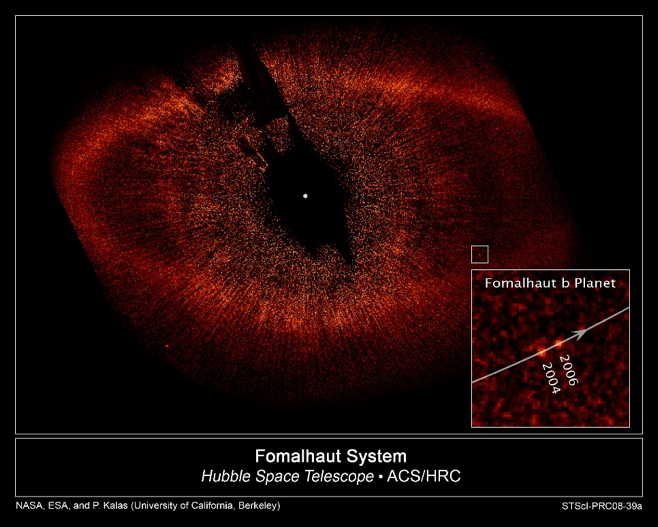 The first planet discovered by a coronagraph in space using the HST