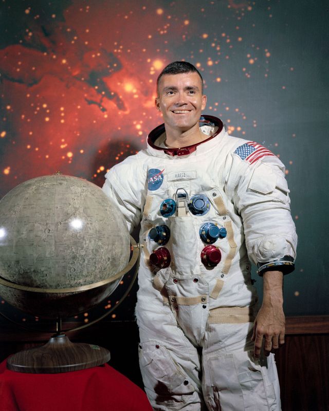 NASA astronaut Fred Haise Jr., lunar module pilot for the Apollo 13 mission to the moon.