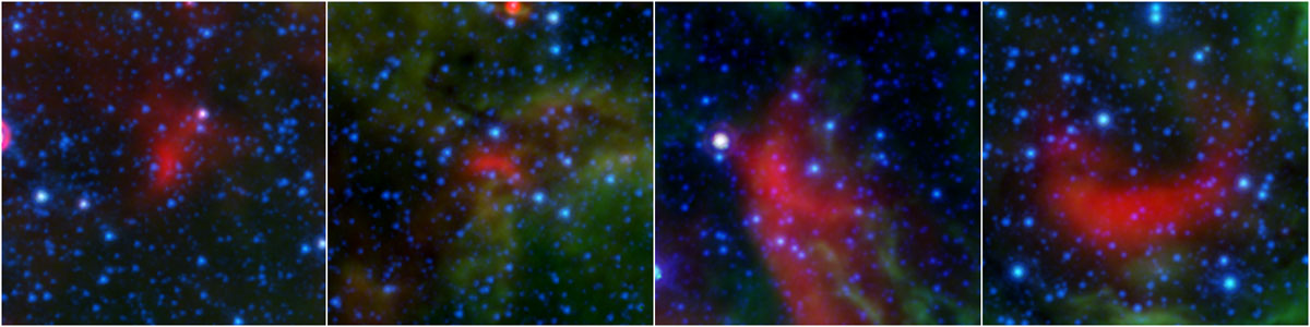 These four images show bow shocks