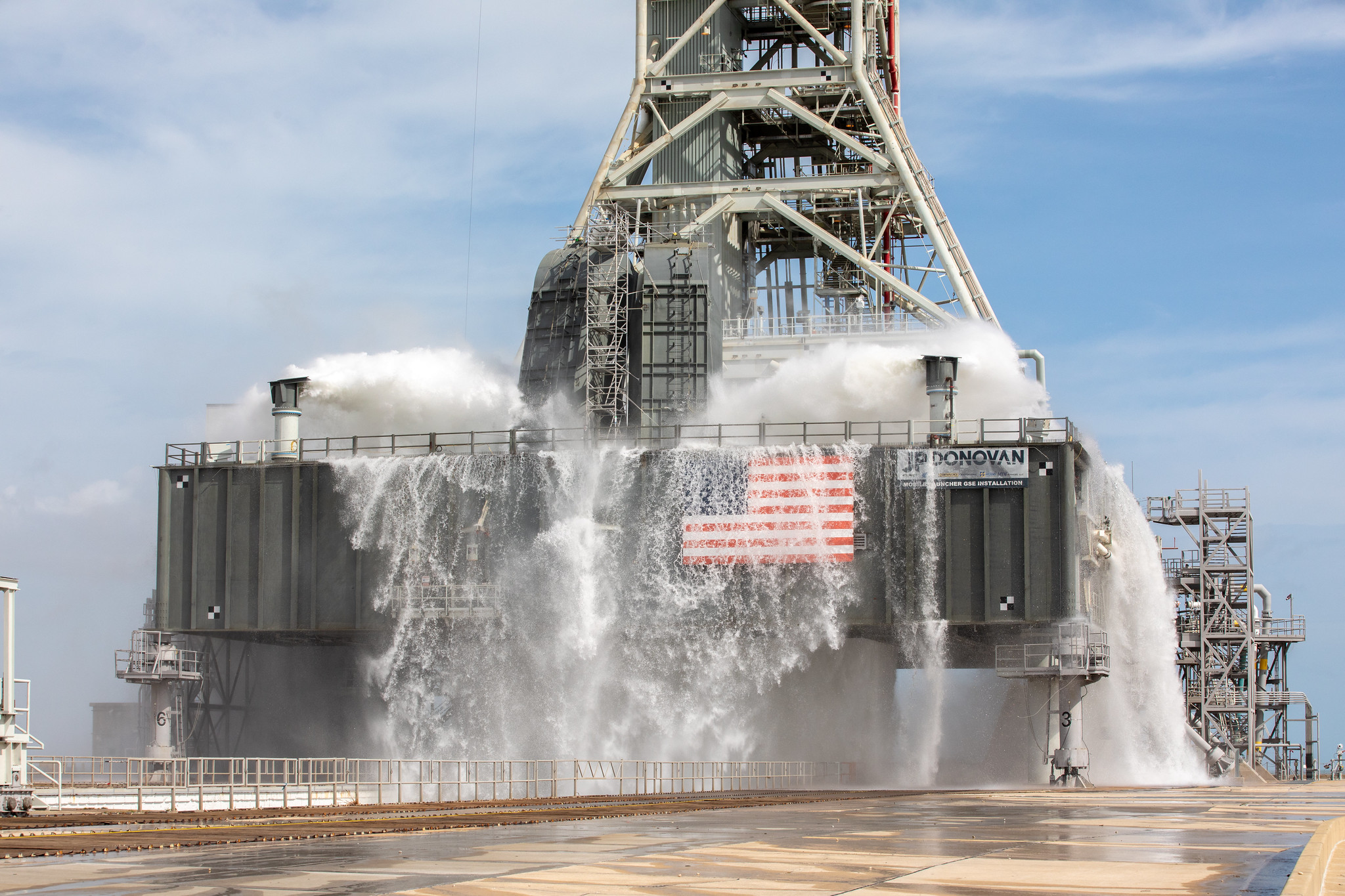NASA eclipsed a milestone with its latest successful water flow test on the mobile launcher.