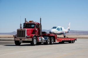 NASA?s all-electric X-57 Maxwell, in its Mod II configuration, arrives at AFRC in EEdwards, California.