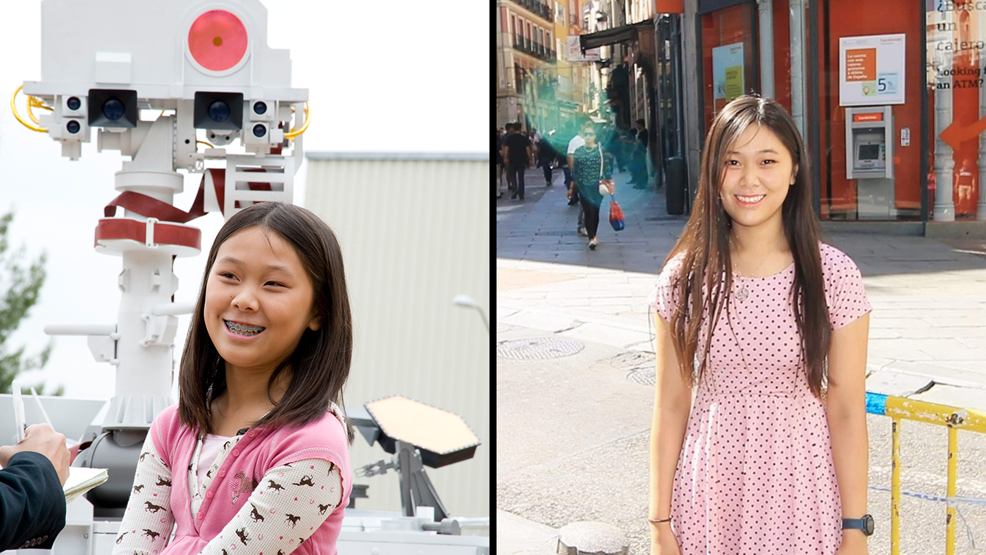 side by side images of Clara Ma in 2009 and 2019