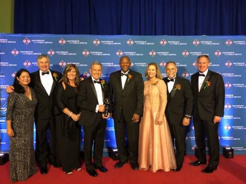 Senior leaders are photographed at the Partnership for Public Service's 18th annual Service to America Medals awards gala.