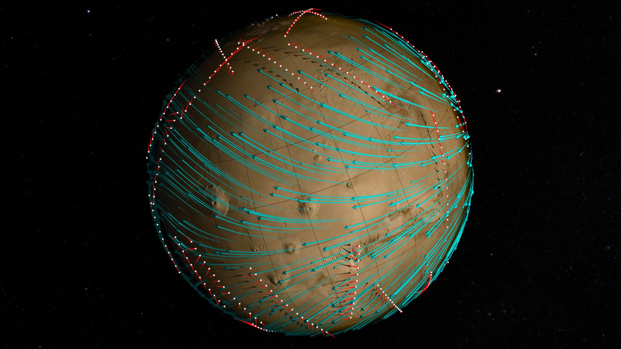 Computer visualization of Mars winds