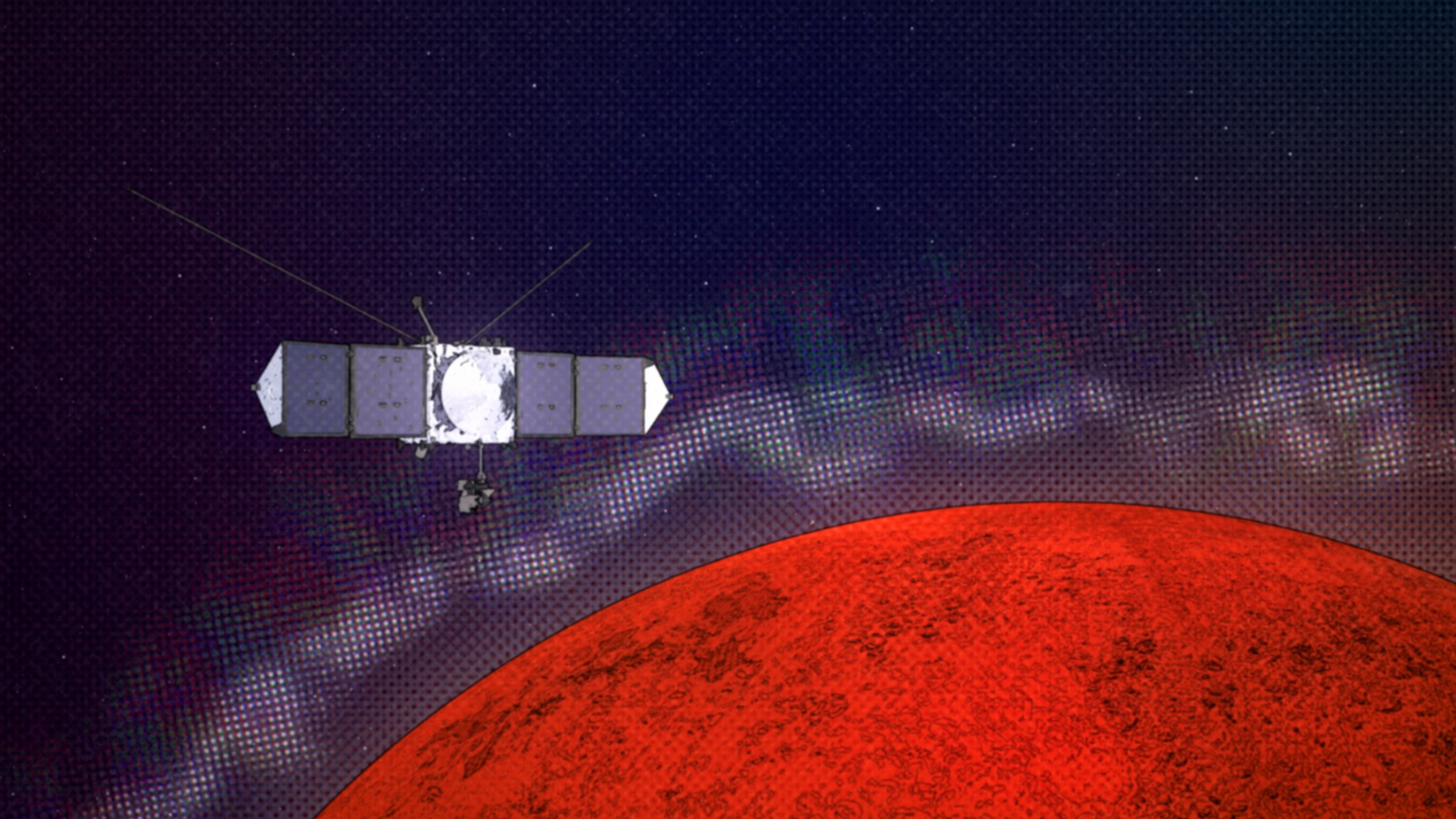Graphic illustrating MAVEN encountering plasma layers at Mars