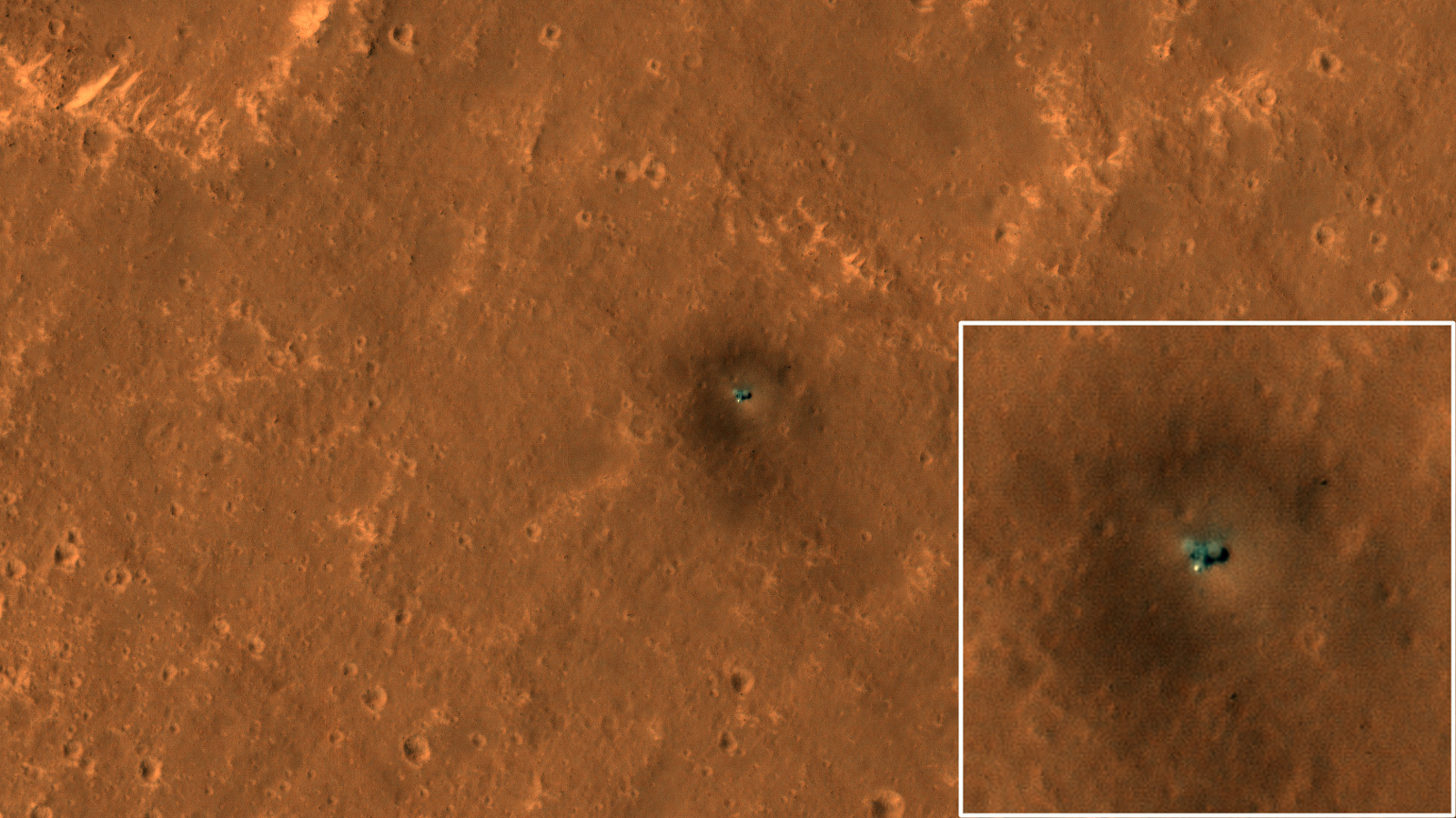 HiRISE camera on NASA's Mars Reconnaissance Orbiter got its best view yet of the InSight lander
