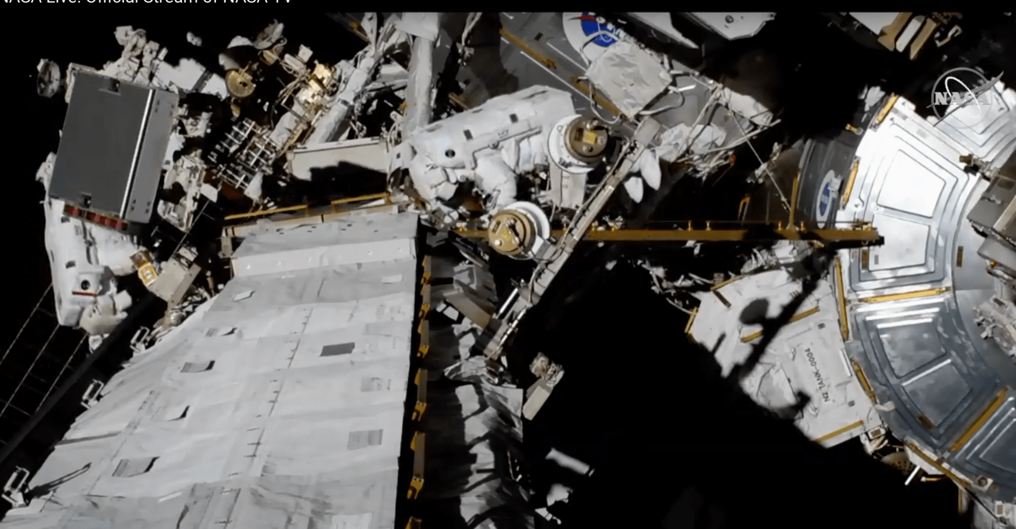 NASA astronauts Christina Koch and Jessica Meir conduct the first all-women spacewalk.